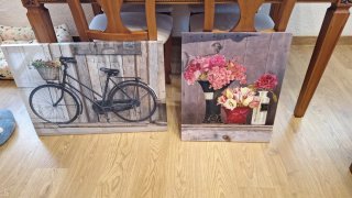 Cuadros decorativos bicicleta y flores