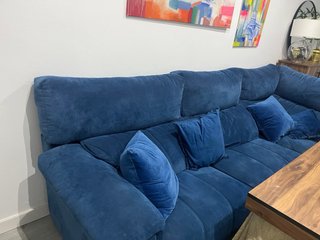 Sofá Rinconera Azul Suede