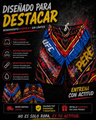 Pantalón corto UFC estilo MMA talla M