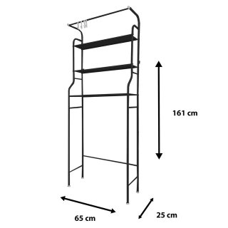 Estantería De Baño WC 3 Baldas 163x68 Negro NUEVO
