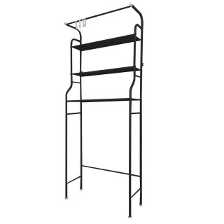 Estantería De Baño WC 3 Baldas 163x68 Negro NUEVO