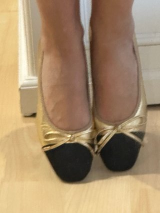 Bailarinas Latouche Piel Doradas y Negras