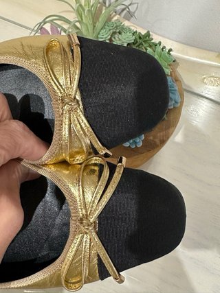 Bailarinas Latouche Piel Doradas y Negras