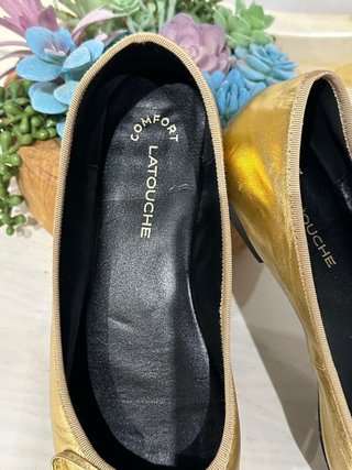 Bailarinas Latouche Piel Doradas y Negras