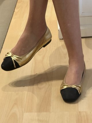 Bailarinas Latouche Piel Doradas y Negras