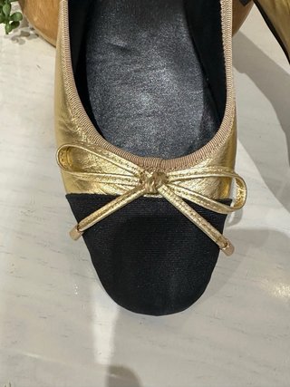 Bailarinas Latouche Piel Doradas y Negras