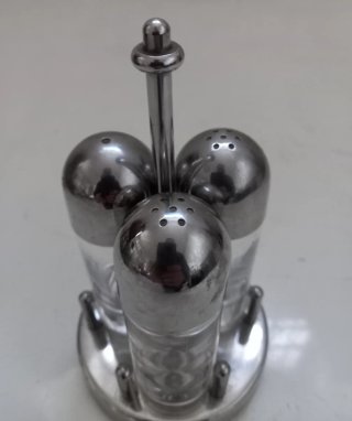 Set condimento Alessi vetro e metallo