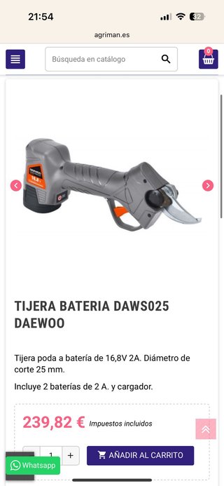 Tijeras de podar con 2 baterías ( nuevas en caja )