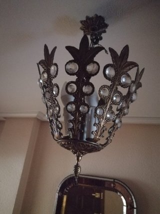 Lámpara de techo antigua cristal y metal