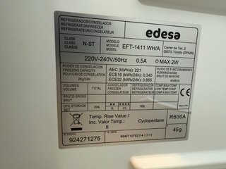 Nevera Edesa EFT-1411 WH/A Blanca