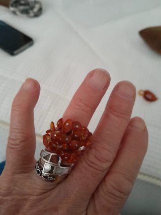 Anillo Vintage Plata y Ámbar Ajustable