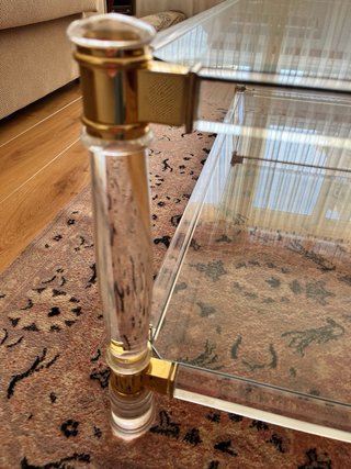 Mesa de centro cristal y metal dorado