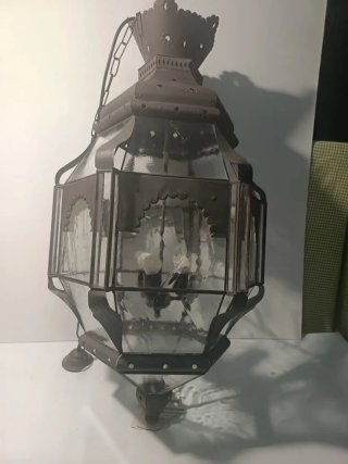 Farol antiguo forja y cristal 1m