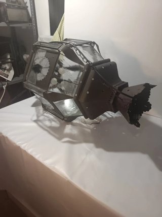 Farol antiguo forja y cristal 1m