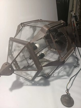 Farol antiguo forja y cristal 1m