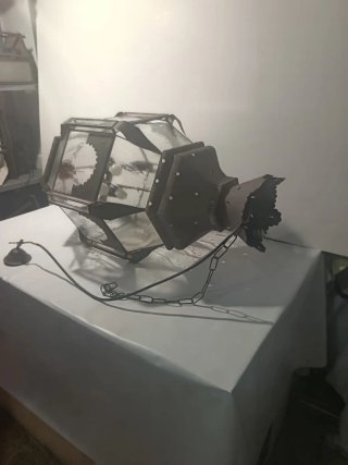 Farol antiguo forja y cristal 1m
