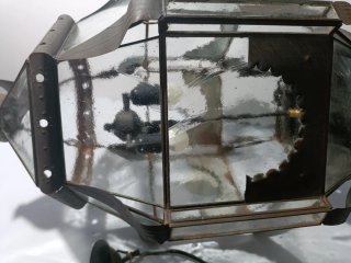 Farol antiguo forja y cristal 1m