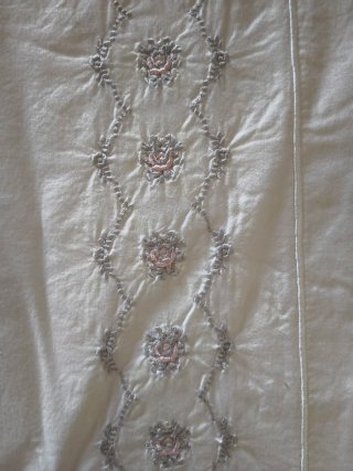 Lençol antigo de cama de casal de algodão com bord