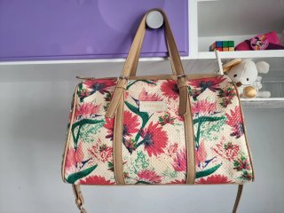 Bolso Fun&Basics floral beige y rosa