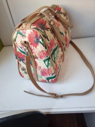Bolso Fun&Basics floral beige y rosa