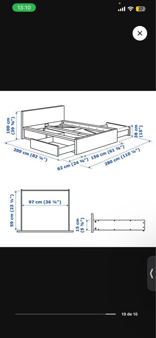 Cama Matrimonial Blanca