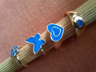 Set 4 anelli farfalla fiore cuore