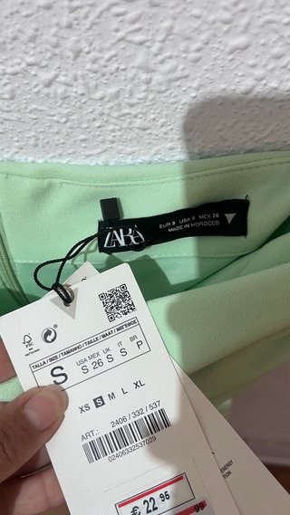 Falda Zara verde talla única nueva