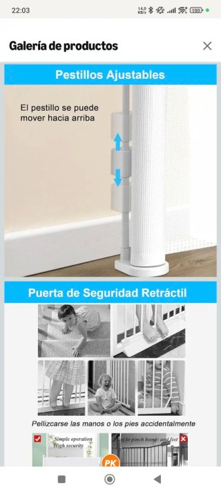Barrera de seguridad extensible para bebé y perro