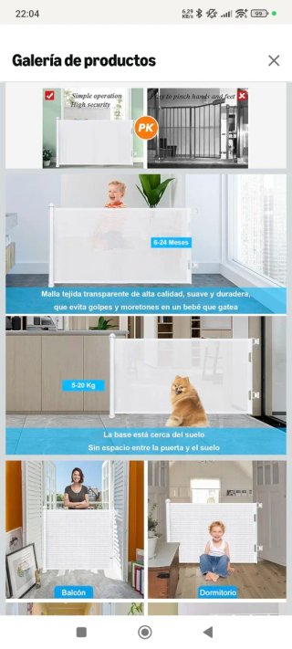 Barrera de seguridad extensible para bebé y perro