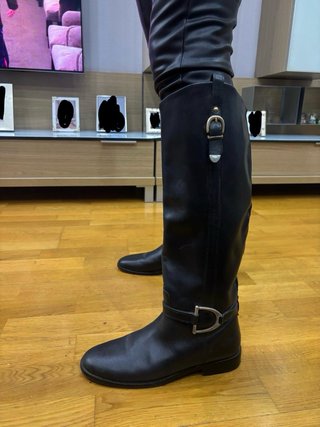 Botas altas de cuero negras mujer