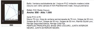 Ventana Traslucida Oscilobatiente PVC camara4/16/4