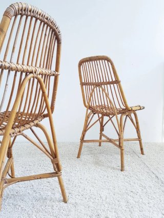 Sillas de bambú estilo Mid Century. Francia, 60s.