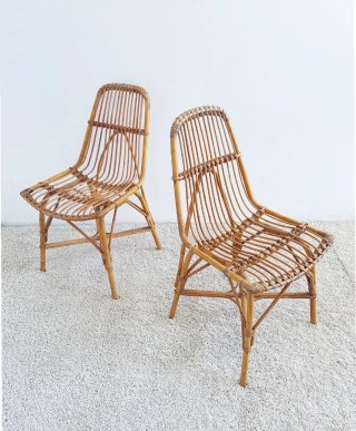 Sillas de bambú estilo Mid Century. Francia, 60s.