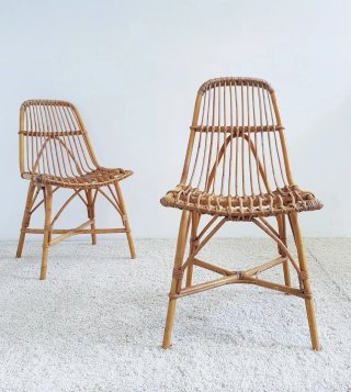 Sillas de bambú estilo Mid Century. Francia, 60s.