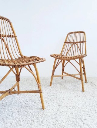 Sillas de bambú estilo Mid Century. Francia, 60s.