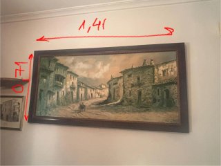 Cuadro antiguo paisaje pueblo Venta en persona
