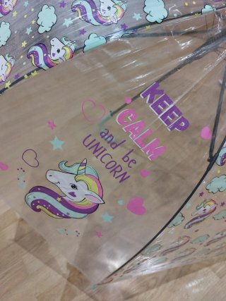 2 Paraguas grandes 80cm transparente con unicornio