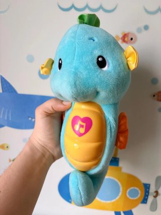 Peluche musical caballito de mar azul