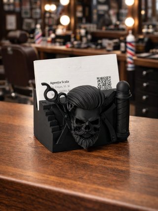 Tarjetero Barbero Calavera y Tijeras