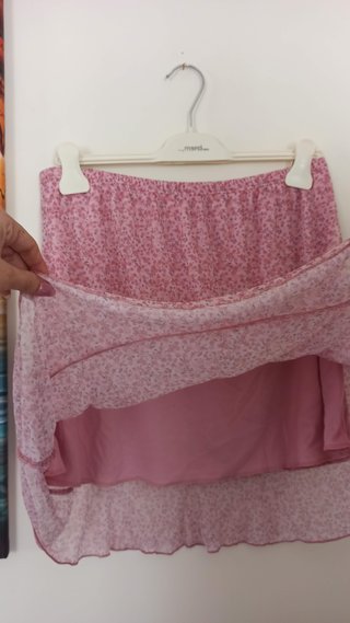 Gonna volant floreale rosa taglia 52