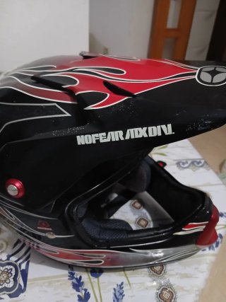 Casco Moto Enduro/Motocross Negro y Rojo