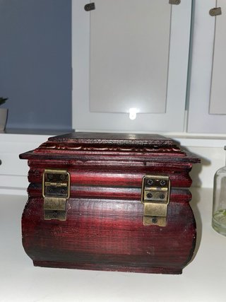 Caja joyero madera vintage con reloj