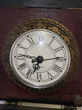 Caja joyero madera vintage con reloj