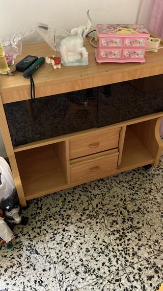 Mueble TV madera y cristal