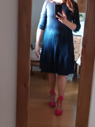Vestido Sandro punto azul marino
