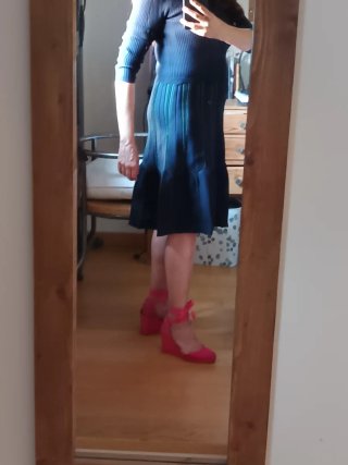 Vestido Sandro punto azul marino