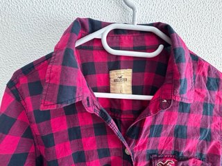 Camisa cuadros Hollister rosa y azul