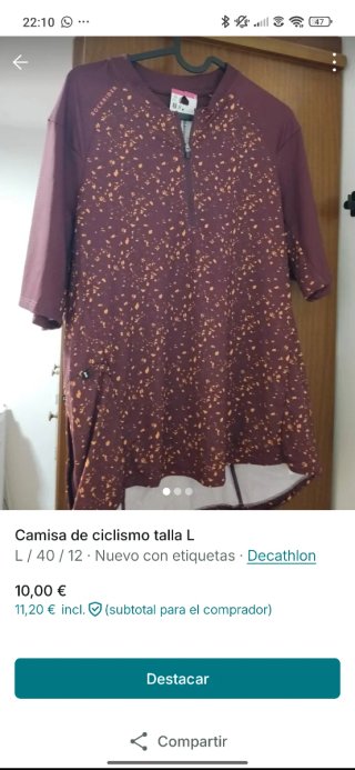 Camicia Ciclismo Taglia L