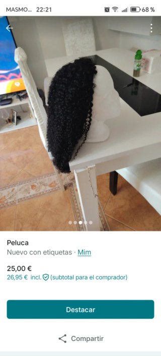 Peluca rizada negra
