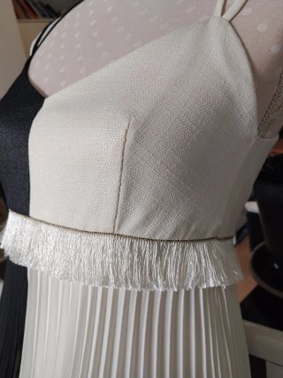 Vestido fiesta bicolor blanco y negro